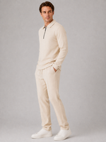 Men’s Two-Piece Quarter-Zip Polo & Pants Set – Textured Smart Casual Co-Ord