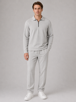 Men’s Two-Piece Quarter-Zip Polo & Pants Set – Textured Smart Casual Co-Ord