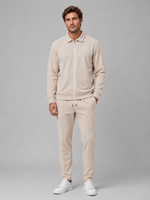Men’s Two-Piece Zip Jacket & Pants Set – Textured Smart Casual Co-Ord