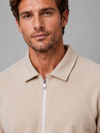 Men’s Two-Piece Zip Jacket & Pants Set – Textured Smart Casual Co-Ord
