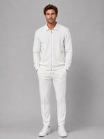 Men’s Two-Piece Zip Jacket & Pants Set – Textured Smart Casual Co-Ord