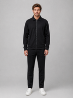 Men’s Two-Piece Zip Jacket & Pants Set – Textured Smart Casual Co-Ord