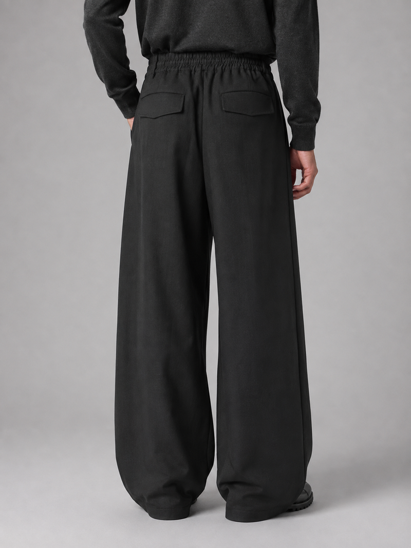 Men’s Pleated Wide Leg Pants – Tailored Baggy Fit Trousers