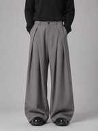 Men’s Pleated Wide Leg Pants – Tailored Baggy Fit Trousers
