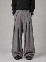 Men’s Pleated Wide Leg Pants – Tailored Baggy Fit Trousers