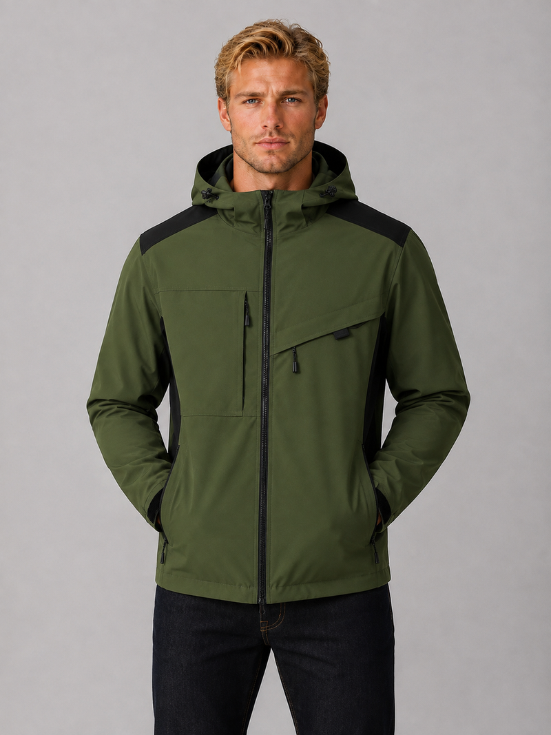 Men’s Wind & Water Resistant Hooded Windbreaker – Zip Up Outdoor Jacket