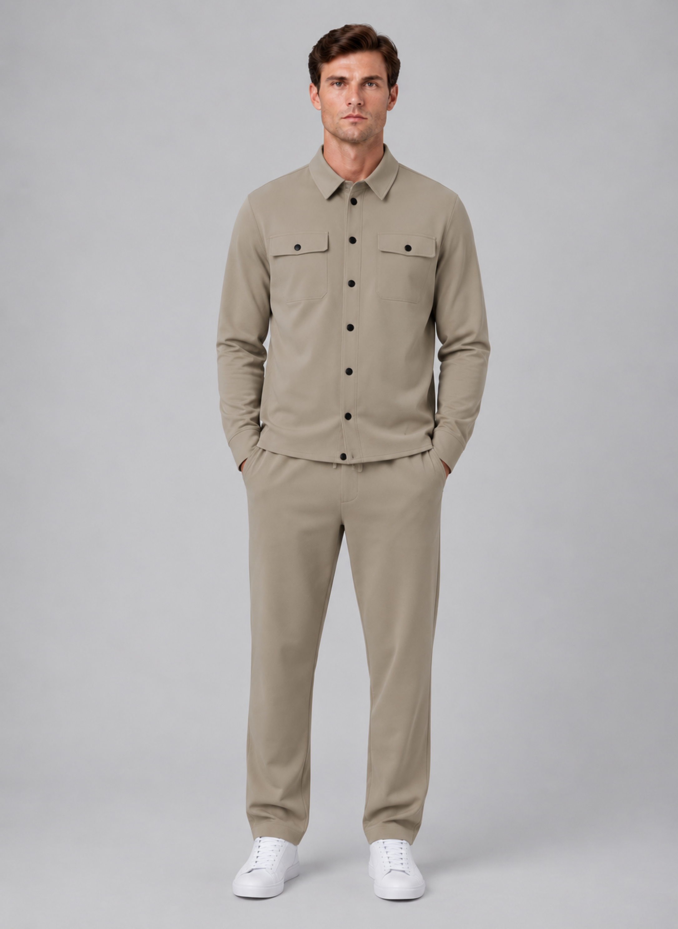 Men’s Two-Piece Overshirt & Pants Set – Relaxed Smart Casual Co-Ord