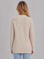 Women's Cable Knit Cardigan – Soft V-Neck Button Front Sweater
