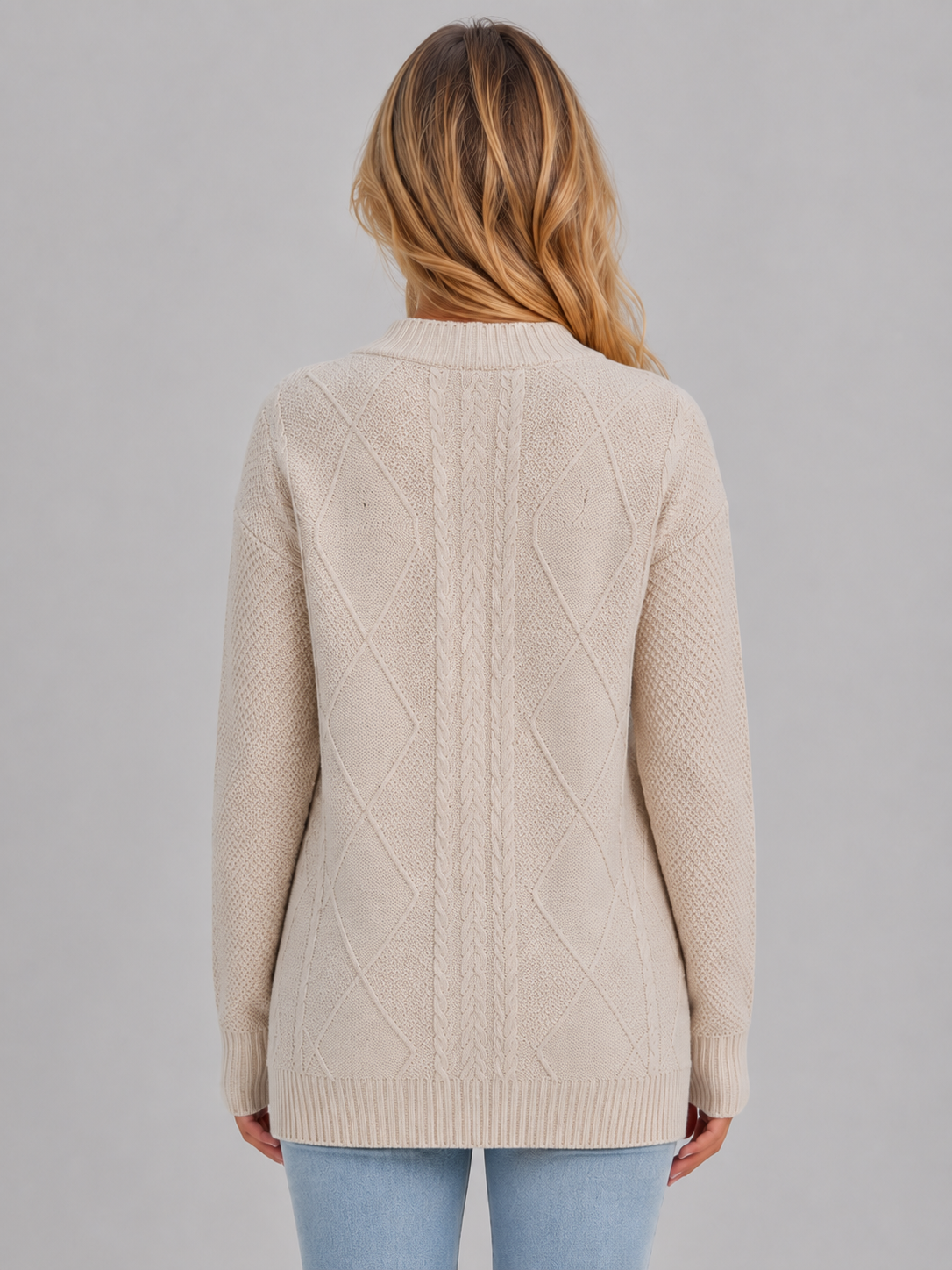 Women's Cable Knit Cardigan – Soft V-Neck Button Front Sweater