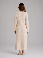 Women's Cable Knit Maxi Dress – Long Sleeve Sweater Dress