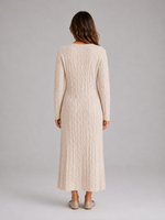 Women's Cable Knit Maxi Dress – Long Sleeve Sweater Dress