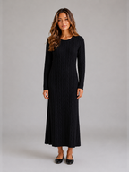 Women's Cable Knit Maxi Dress – Long Sleeve Sweater Dress