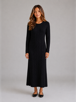 Women's Cable Knit Maxi Dress – Long Sleeve Sweater Dress