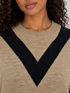 Women’s Chevron Knit Sweater – Crew Neck Relaxed Fit Pullover