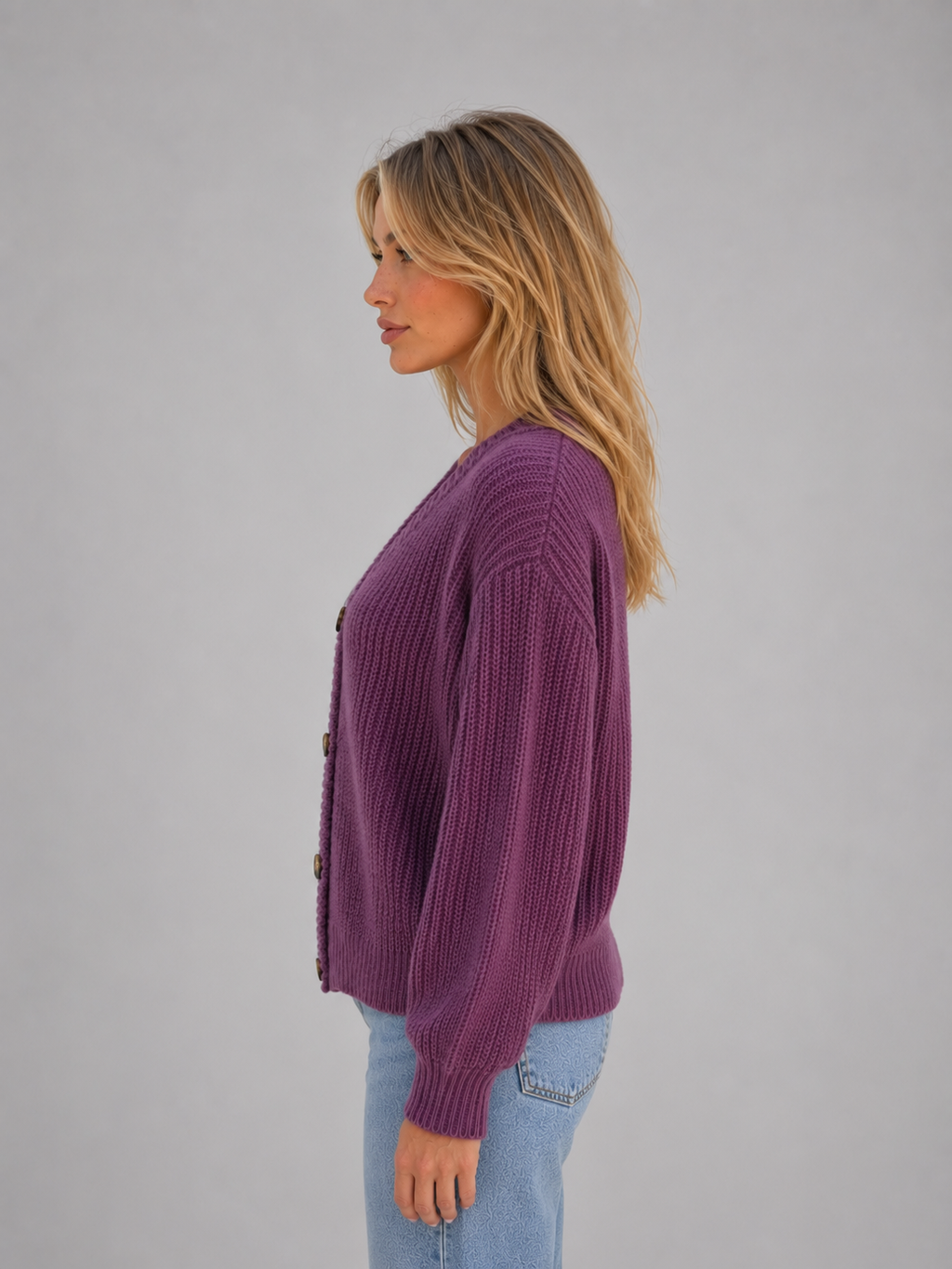 Women's Chunky Knit Cardigan – Button Front Ribbed V-Neck Sweater