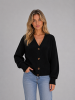 Women's Chunky Knit Cardigan – Button Front Ribbed V-Neck Sweater