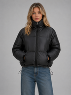 Women's Cropped Puffer Jacket – High Neck Quilted Coat