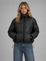Women's Cropped Puffer Jacket – High Neck Quilted Coat