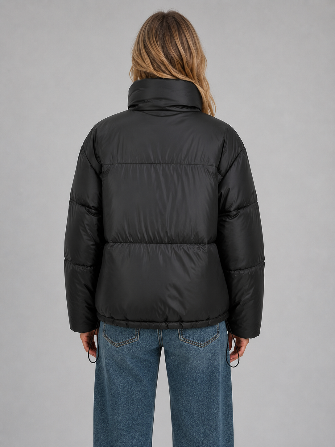 Women's Cropped Puffer Jacket – High Neck Quilted Coat