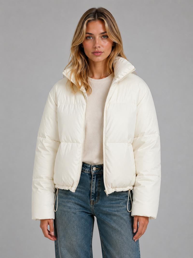Women's Cropped Puffer Jacket – High Neck Quilted Coat
