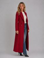 Women’s Double Breasted Long Coat – Tailored Maxi Overcoat