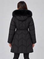 Women’s Faux Fur Hooded Puffer Coat – Quilted Drawstring Winter Parka Jacket