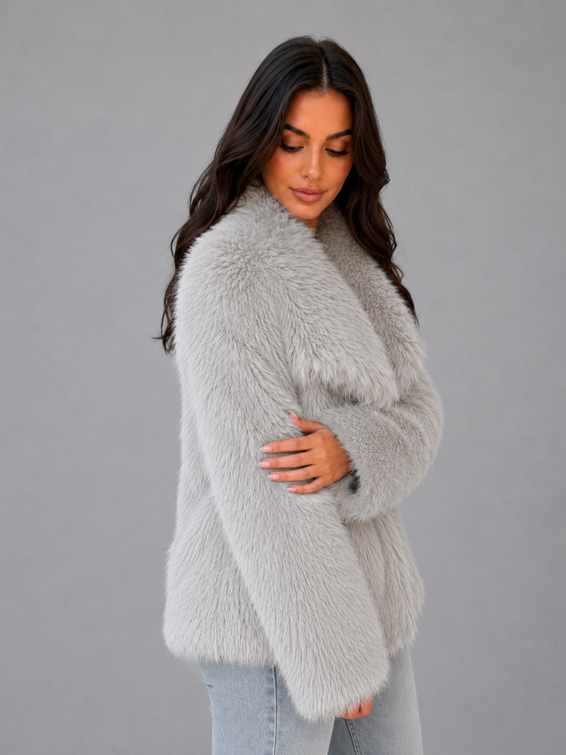 Women's Faux Fur Jacket – Soft Plush Winter Coat