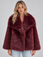 Women’s Faux Fur Jacket – Plush Oversized Collar Winter Coat