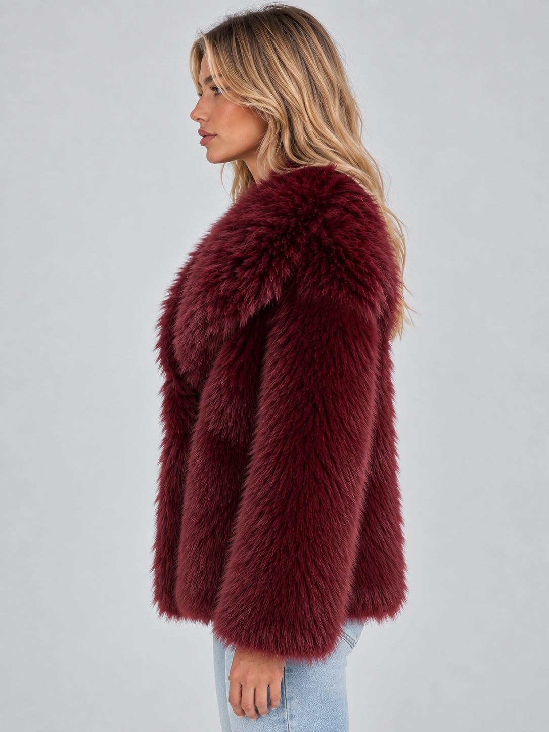 Women’s Faux Fur Jacket – Plush Oversized Collar Winter Coat
