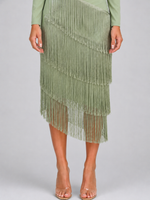 Women's Fringe Midi Occasion Dress – Long Sleeve Eveningwear