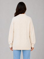 Women's Half Zip Cable Knit Jumper – Chunky Winter Sweater