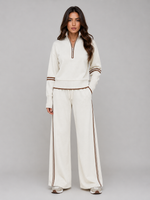 Women's Half Zip Lounge Set – Two-Piece Wide Leg Sweatsuit