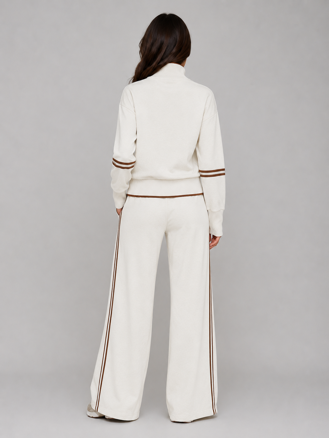 Women's Half Zip Lounge Set – Two-Piece Wide Leg Sweatsuit