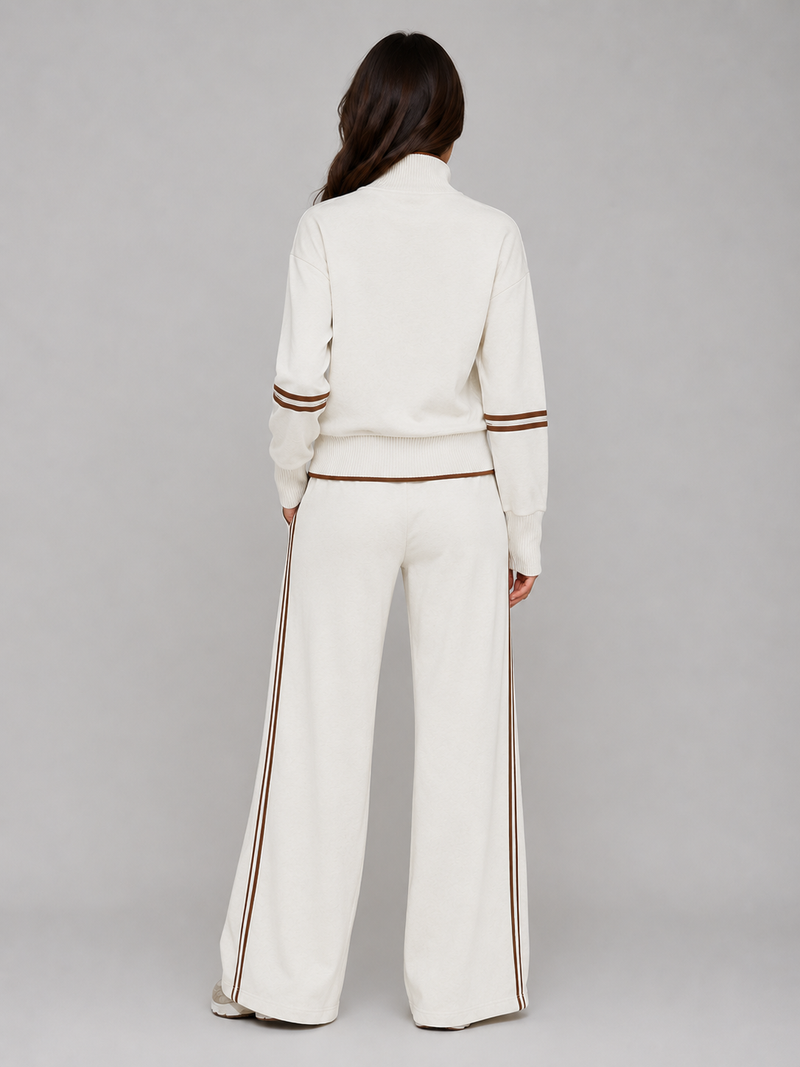 Women's Half Zip Lounge Set – Two-Piece Wide Leg Sweatsuit