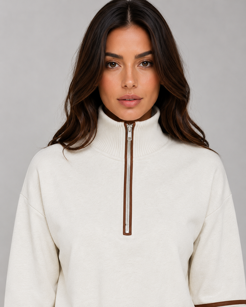 Women's Half Zip Lounge Set – Two-Piece Wide Leg Sweatsuit