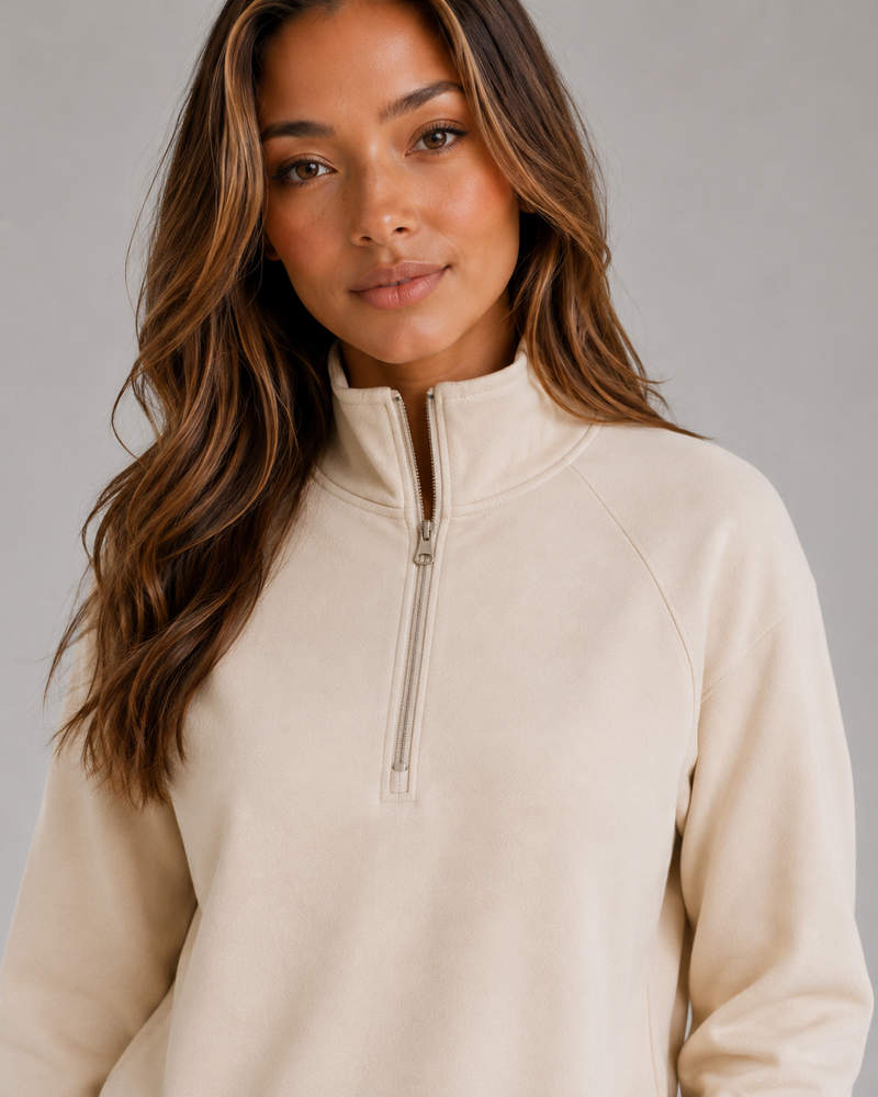 Women's Half Zip Lounge Set – Relaxed Two Piece Co-Ord