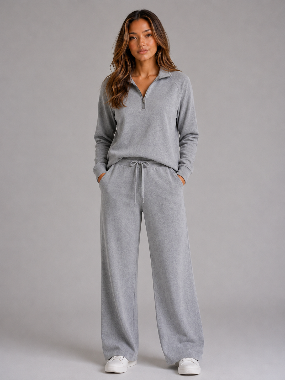 Women's Half Zip Lounge Set – Relaxed Two Piece Co-Ord