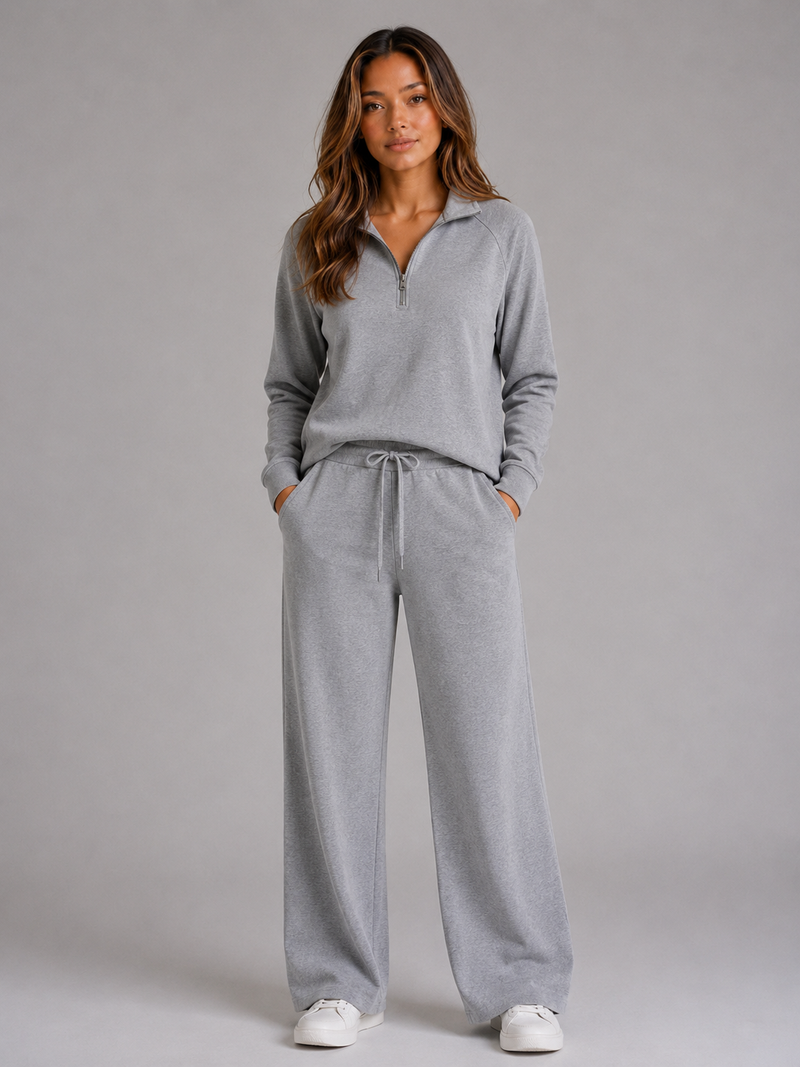 Women's Half Zip Lounge Set – Relaxed Two Piece Co-Ord