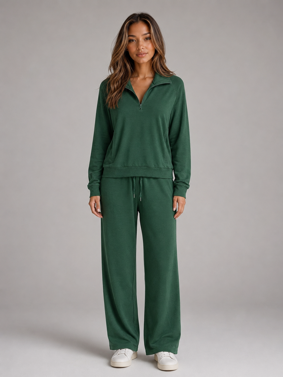 Women's Half Zip Lounge Set – Relaxed Two Piece Co-Ord