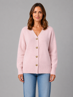 Women's Heart Button Cardigan – Soft Knit V-Neck Button Front Sweater