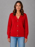 Women's Heart Button Cardigan – Soft Knit V-Neck Button Front Sweater