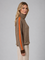 Women's Herringbone Turtleneck Sweater – Soft Knit High Neck Pullover