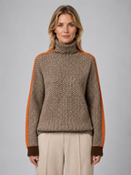 Women's Herringbone Turtleneck Sweater – Soft Knit High Neck Pullover