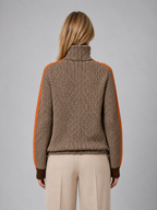 Women's Herringbone Turtleneck Sweater – Soft Knit High Neck Pullover
