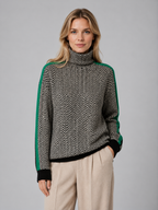 Women's Herringbone Turtleneck Sweater – Soft Knit High Neck Pullover