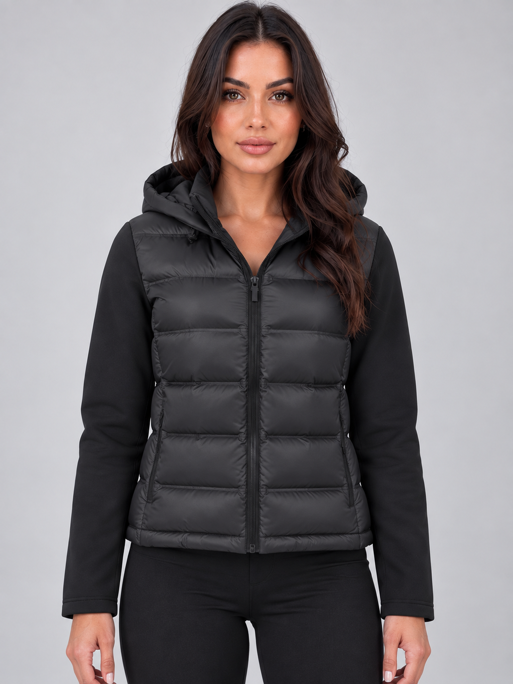 Women’s Hooded Puffer Jacket – Quilted Zip Up Winter Coat