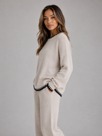 Women’s Knit Two-Piece Set – Relaxed Sweater & Wide Leg Pants