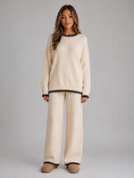 Women’s Knit Two-Piece Set – Relaxed Sweater & Wide Leg Pants