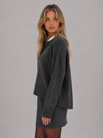 Women’s Knit Sweater & Mini Skirt Set – Wool Blend Two-Piece Outfit