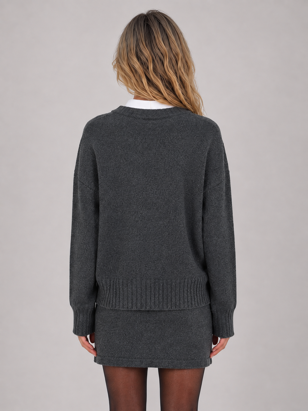 Women’s Knit Sweater & Mini Skirt Set – Wool Blend Two-Piece Outfit